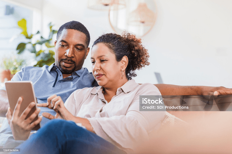 Family reviewing health data together