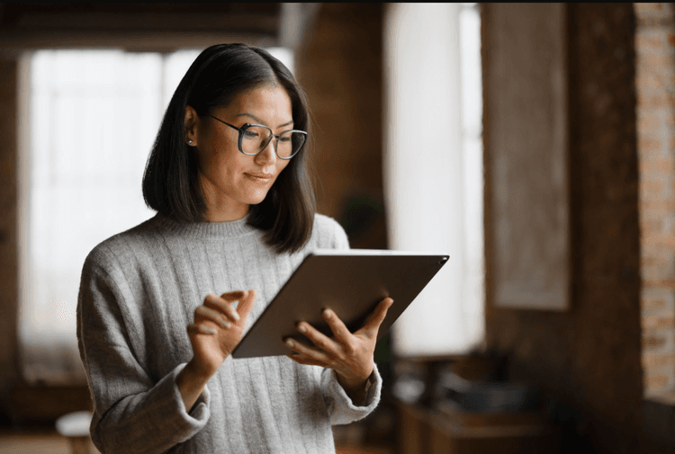 Healthcare professional using tablet